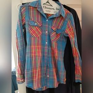 Colorful Nollie boyfriend fit button up shirt vibrant cowboy outdoor